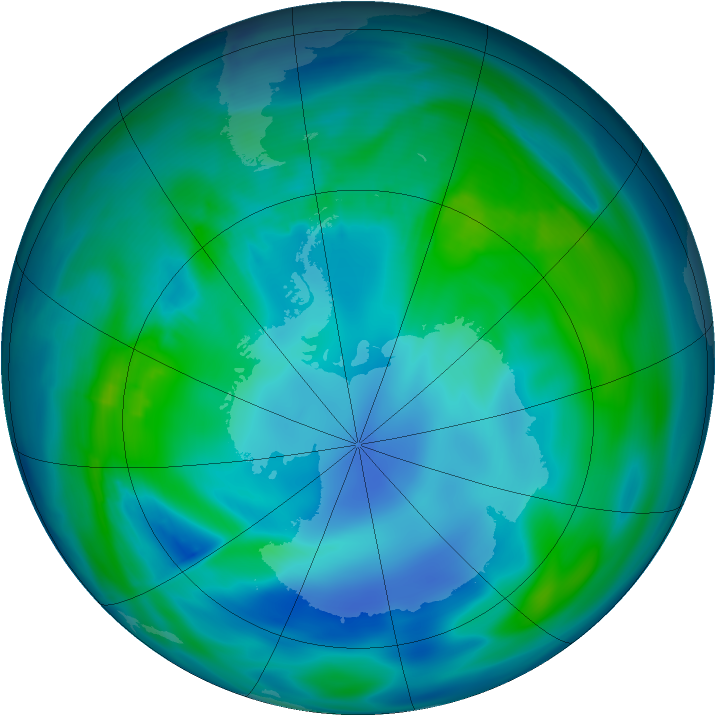 Antarctic ozone map for 03 May 2007